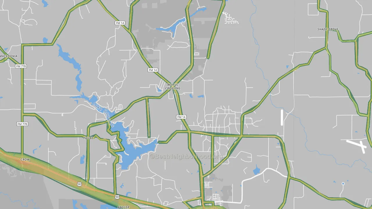 Hawkins, TX Map of Noise Levels in Hawkins