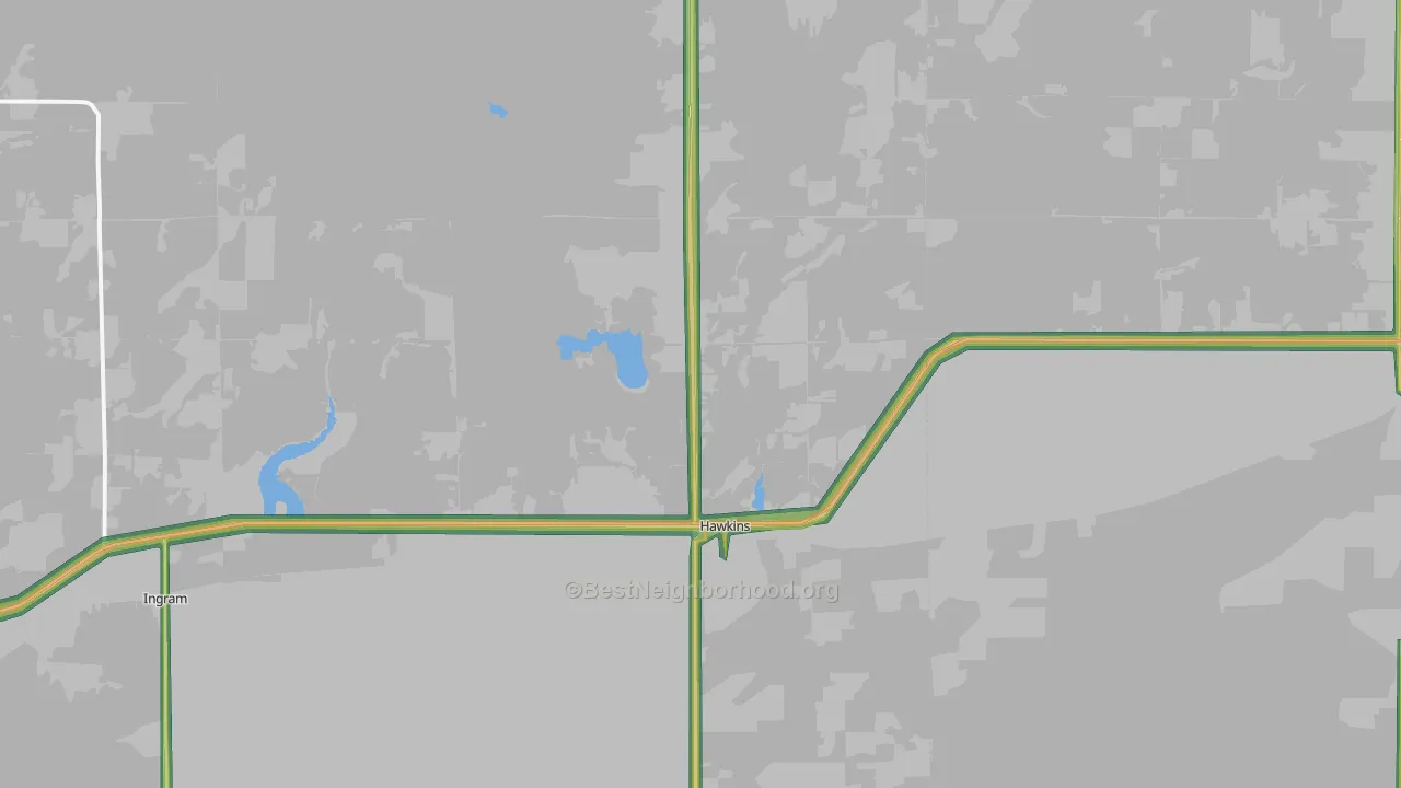 Hawkins, WI Map of Noise Levels in Hawkins