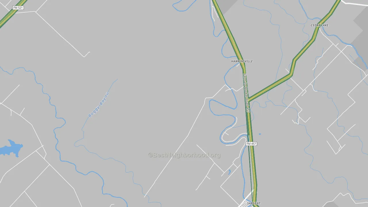 Hawkinsville, TX Map of Noise Levels in Hawkinsville