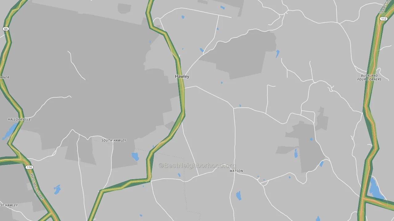 Hawley, MA Map of Noise Levels in Hawley