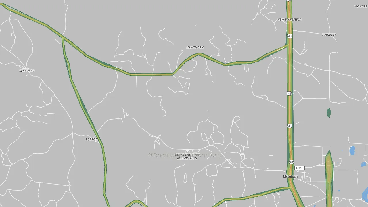 Hawthorn, AL Map of Noise Levels in Hawthorn