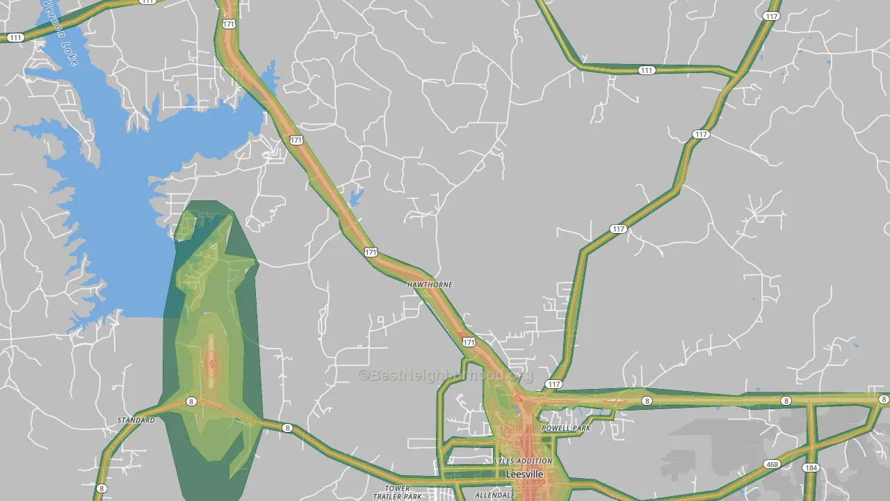Hawthorne, LA Map of Noise Levels in Hawthorne