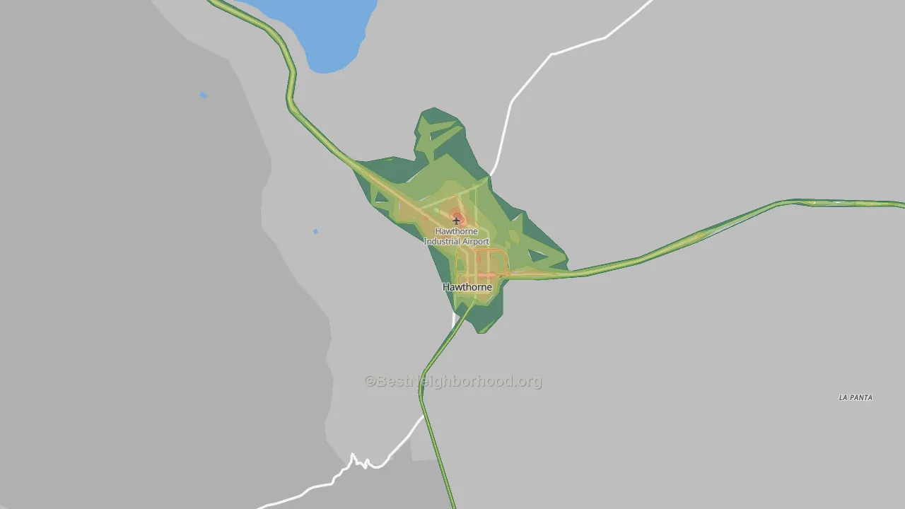 Hawthorne, NV Map of Noise Levels in Hawthorne