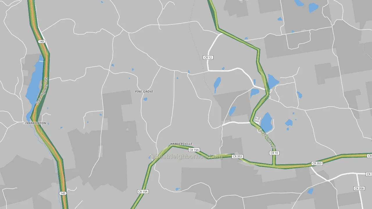 Hawversville, NY Map of Noise Levels in Hawversville