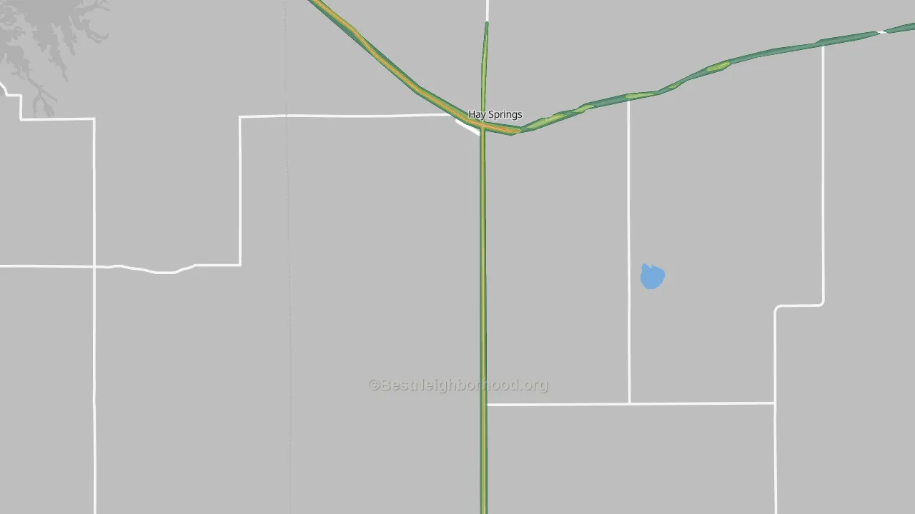 Hay Springs, NE Map of Noise Levels in Hay Springs