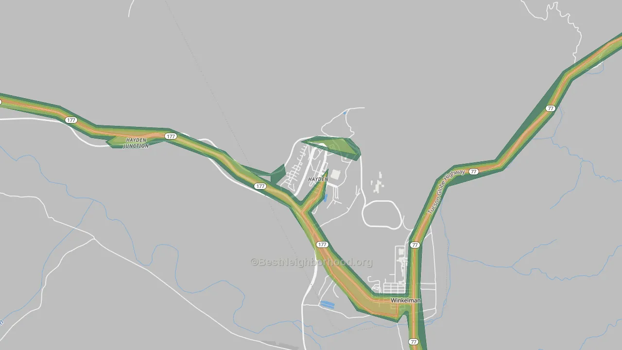 Hayden, AZ Map of Noise Levels in Hayden