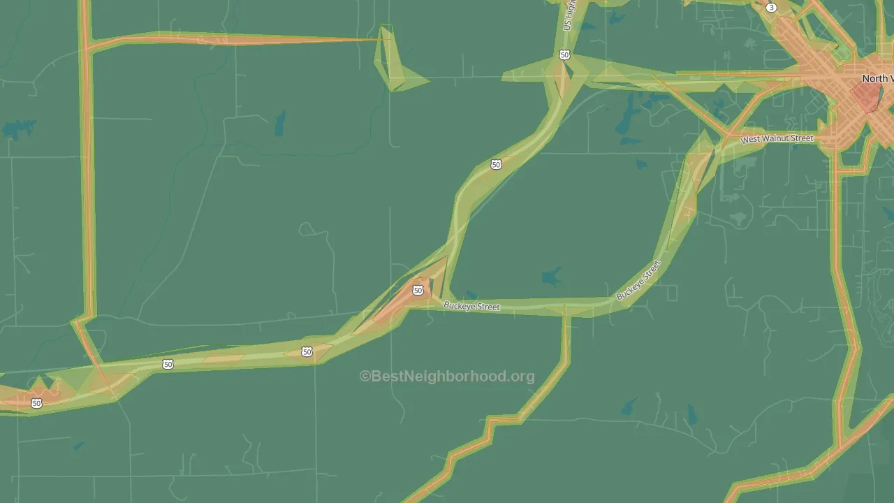 Hayden, IN Map of Noise Levels in Hayden