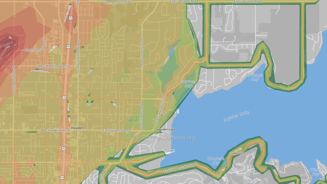 Hayden Lake, ID Map of Noise Levels in Hayden Lake