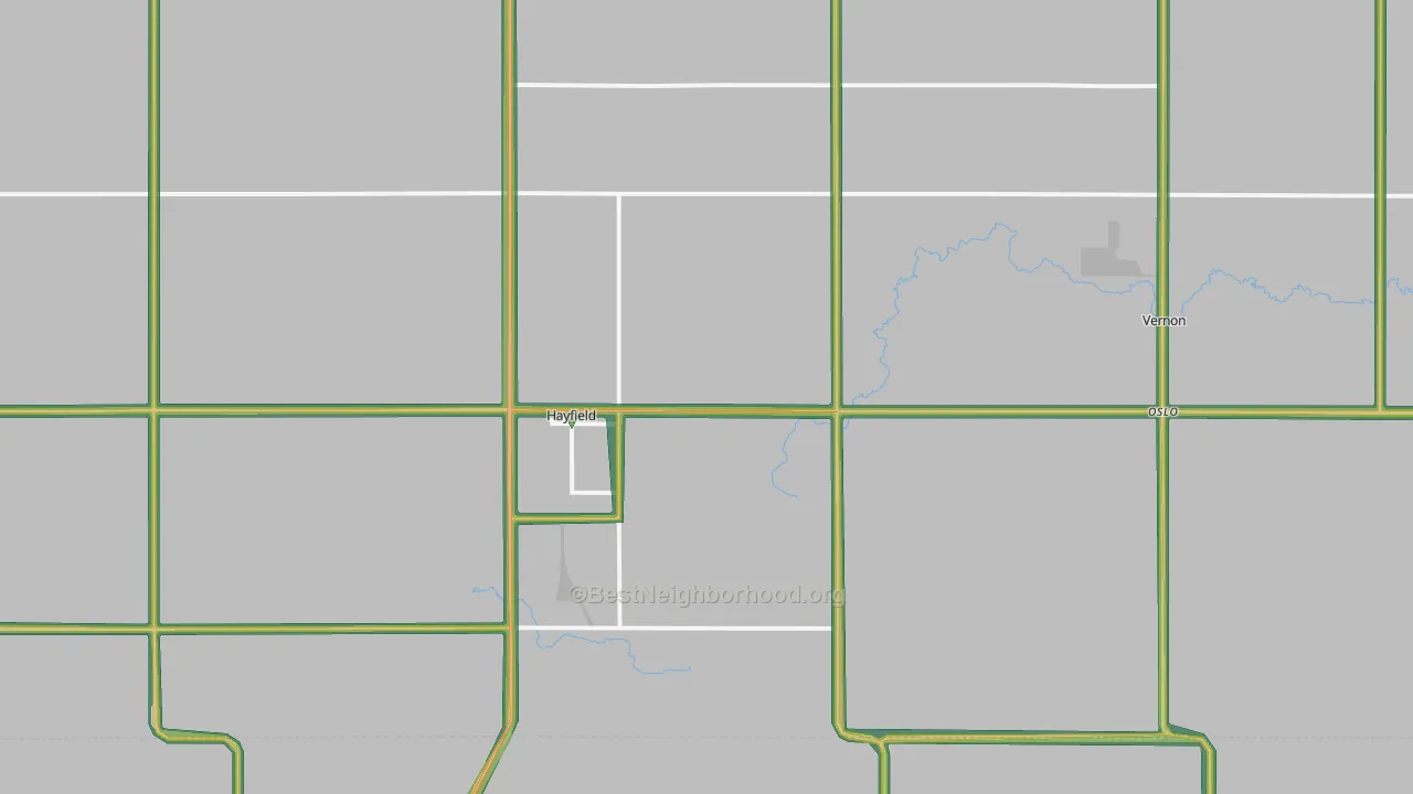 Hayfield, MN Map of Noise Levels in Hayfield
