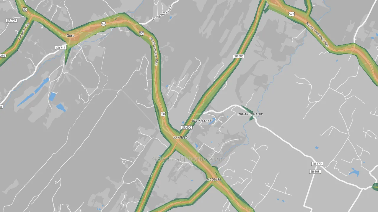 Hayfield, VA Map of Noise Levels in Hayfield