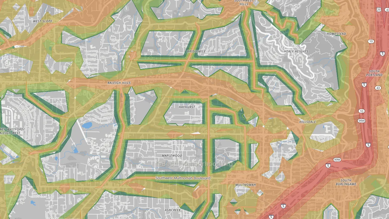 Hayhurst, Portland, OR Map of Noise Levels in Hayhurst