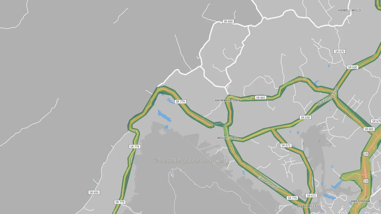 Haymakertown, VA Map of Noise Levels in Haymakertown