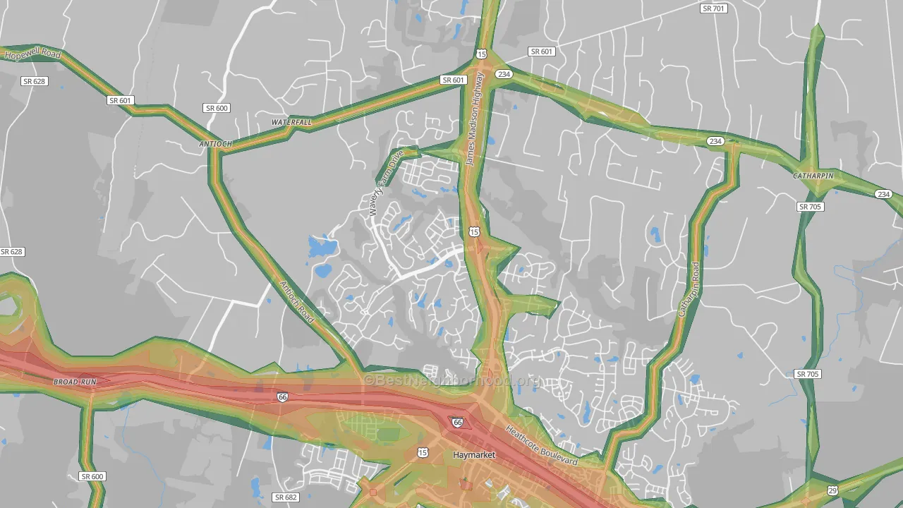 Haymarket, VA Map of Noise Levels in Haymarket