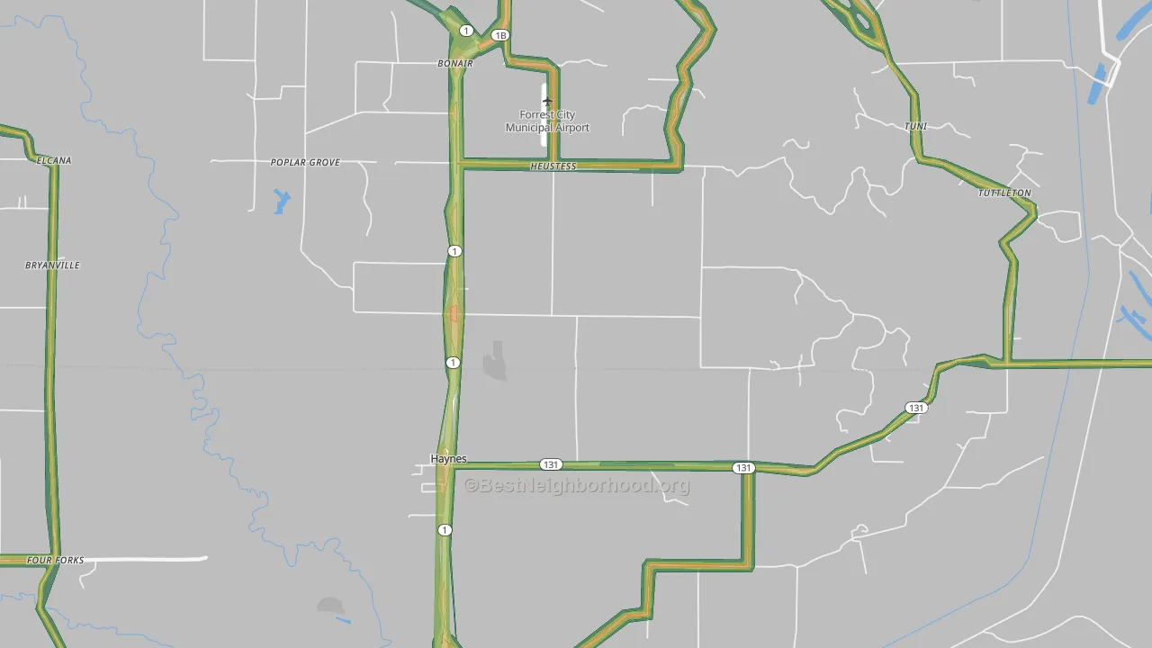 Haynes, AR Map of Noise Levels in Haynes