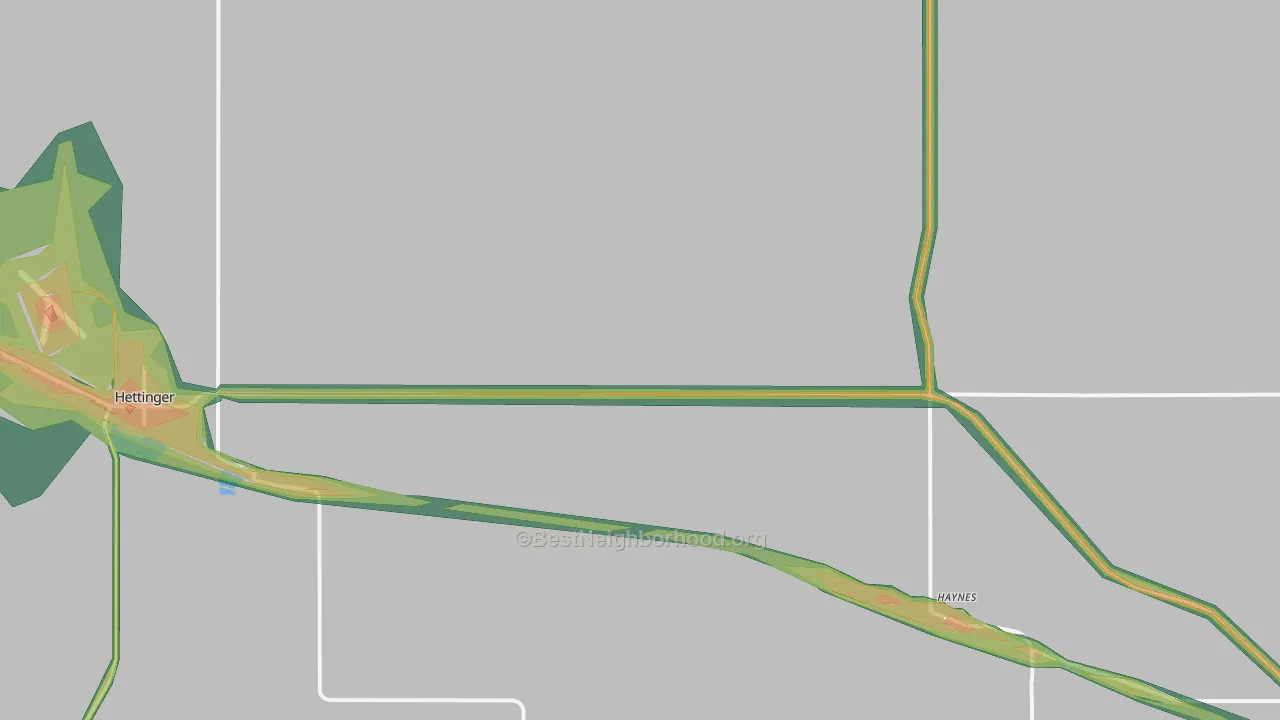 Haynes, ND Map of Noise Levels in Haynes