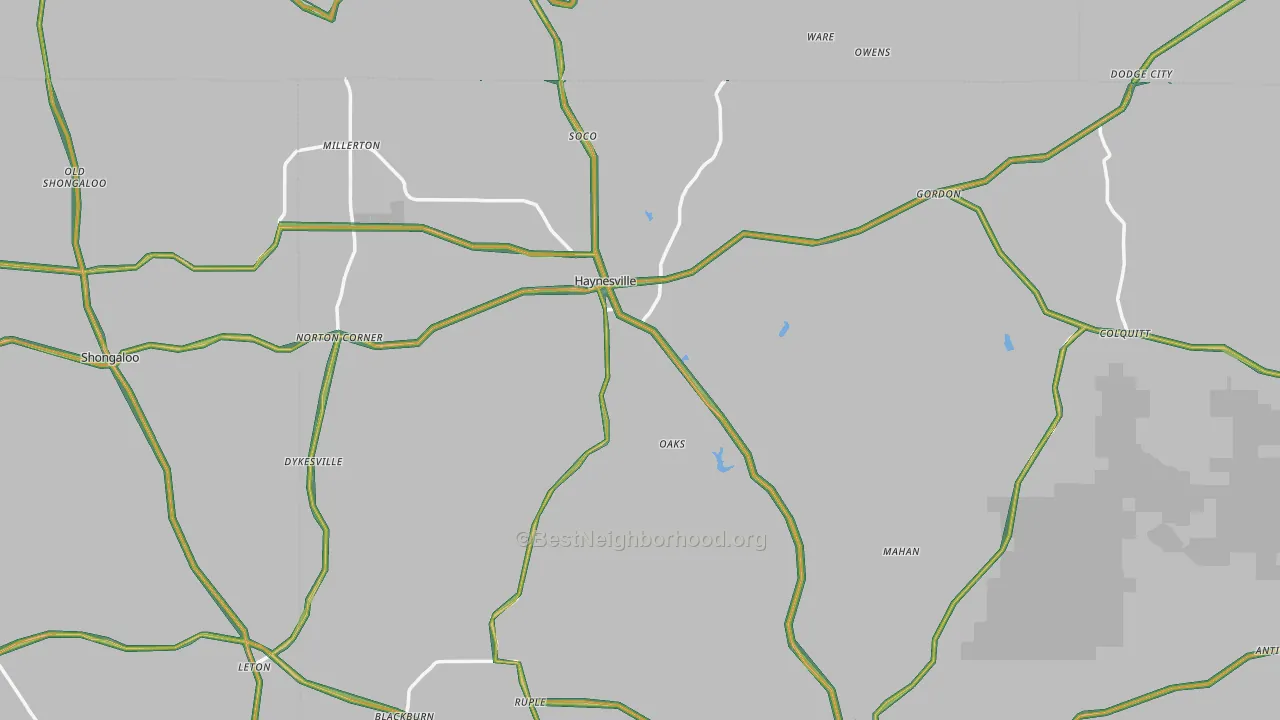Haynesville, LA Map of Noise Levels in Haynesville