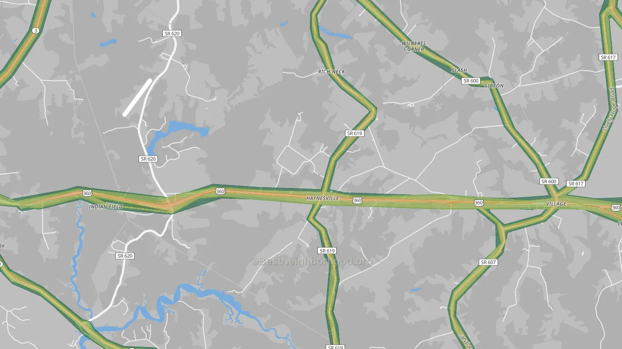 Haynesville, VA Map of Noise Levels in Haynesville