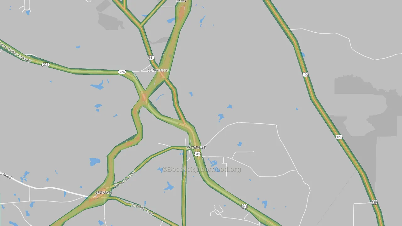 Hayneville, GA Map of Noise Levels in Hayneville