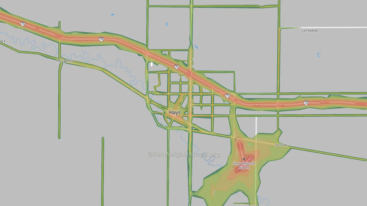 Hays, KS Map of Noise Levels in Hays
