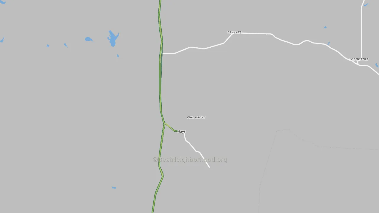 Hays, MT Map of Noise Levels in Hays