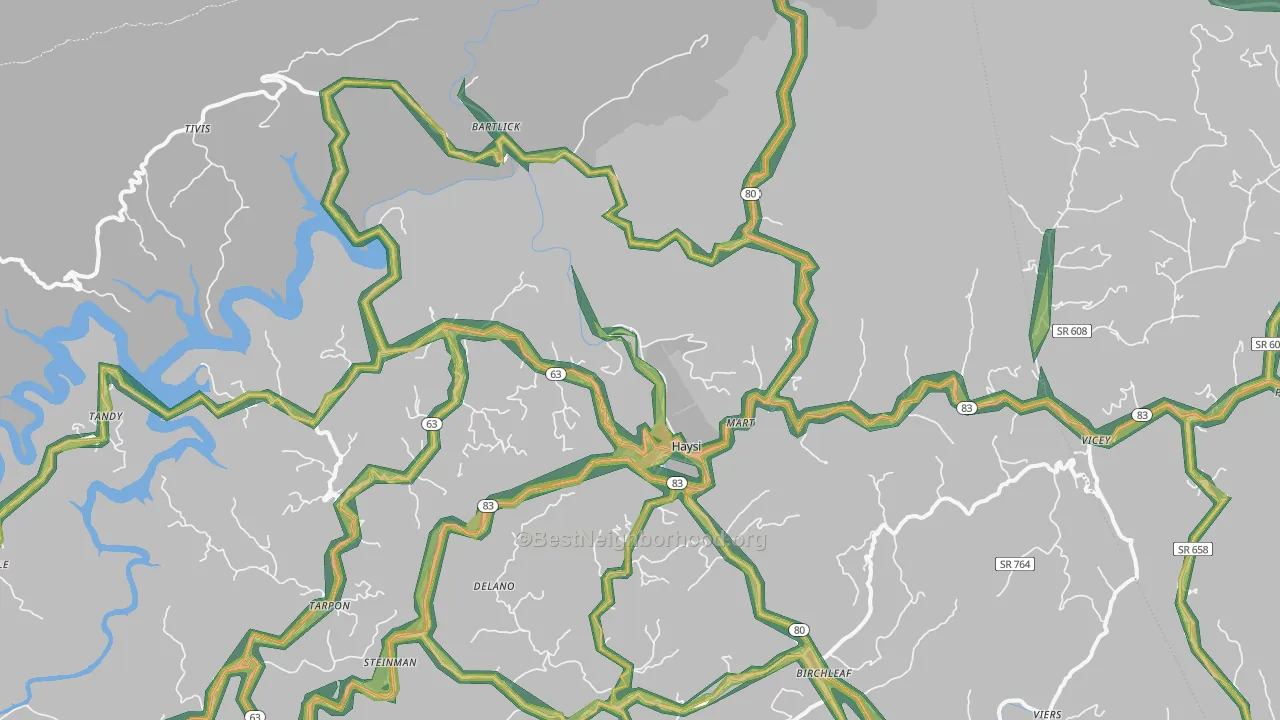 Haysi, VA Map of Noise Levels in Haysi