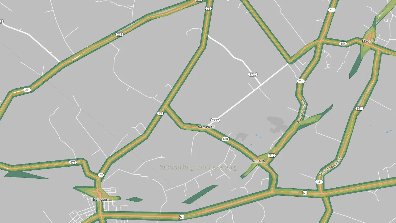Haysville, KY Map of Noise Levels in Haysville