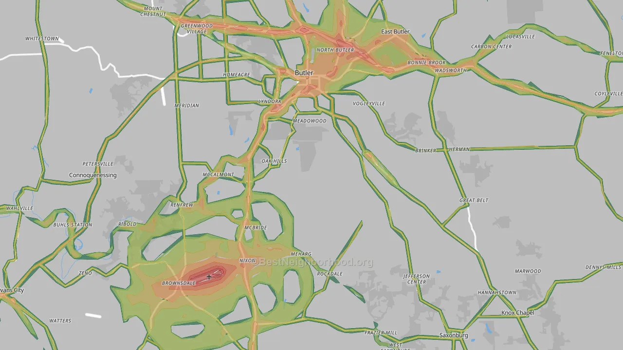 Haysville, PA Map of Noise Levels in Haysville