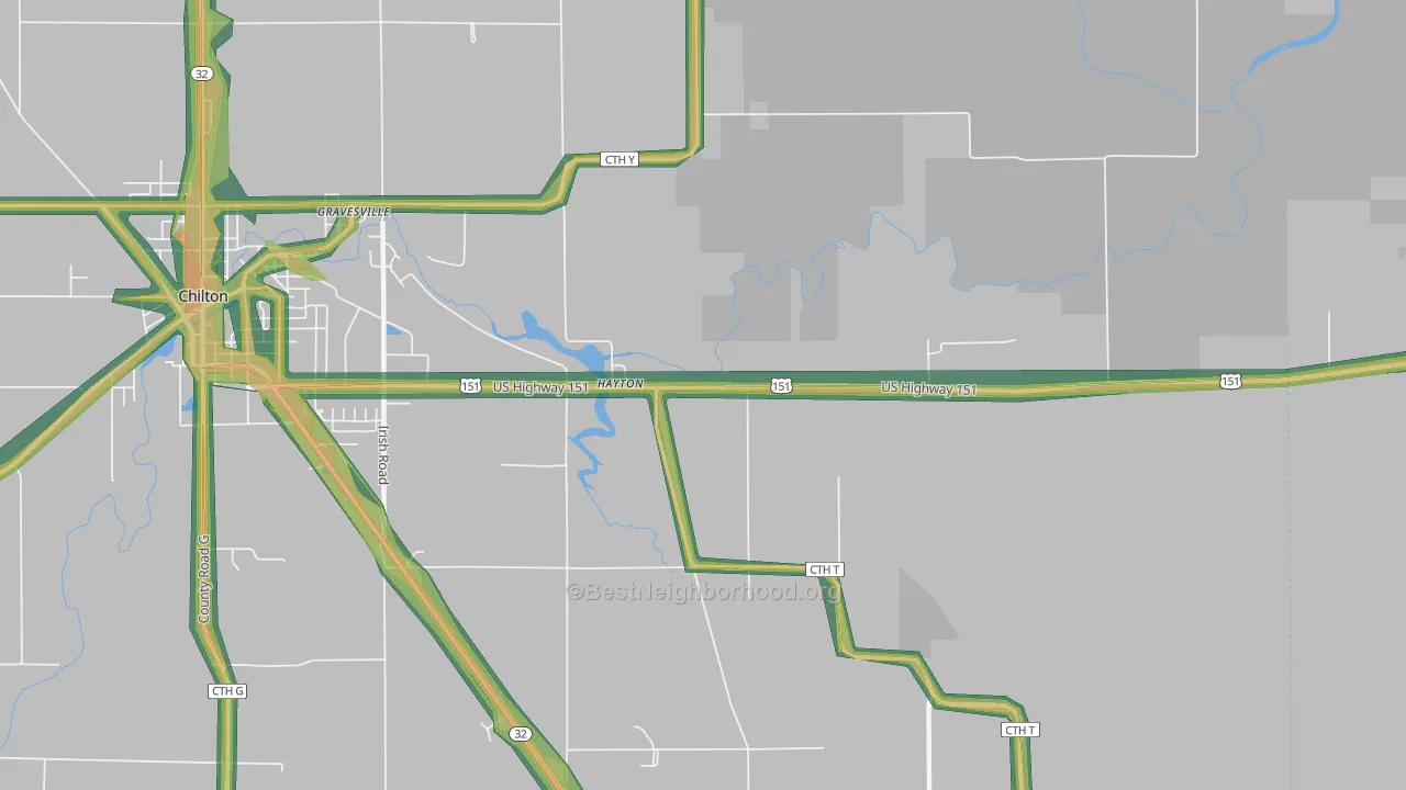 Hayton, WI Map of Noise Levels in Hayton