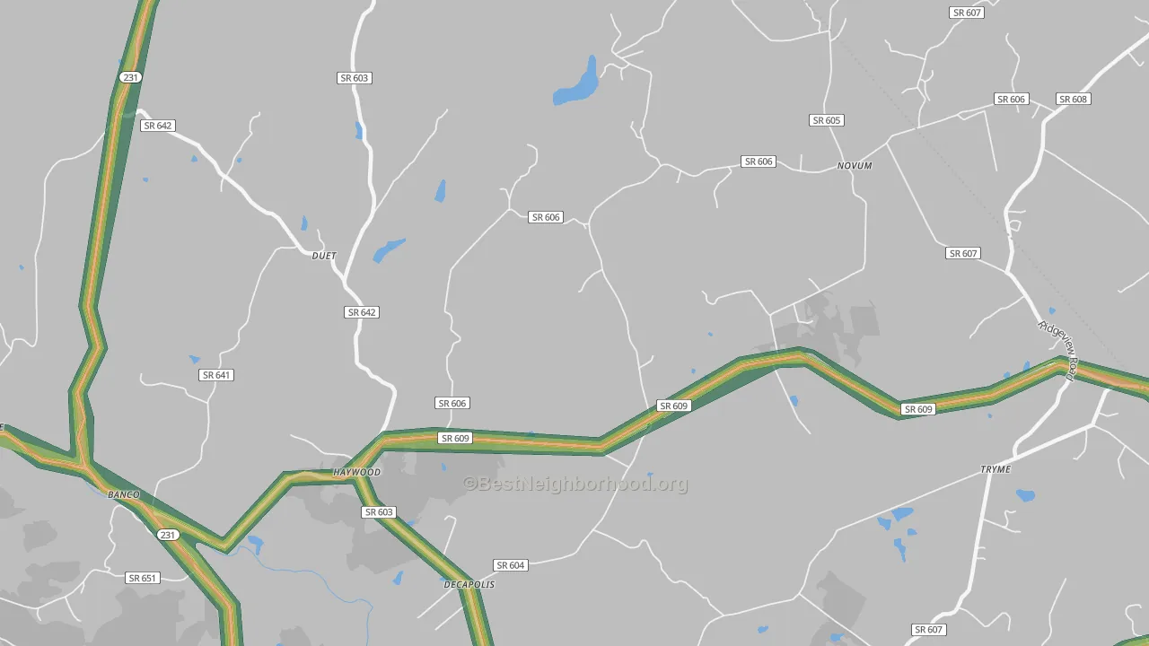 Haywood, VA Map of Noise Levels in Haywood