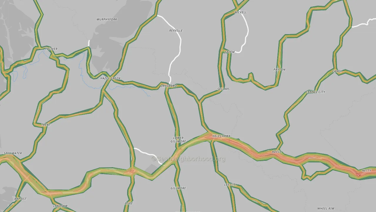 Hazel Green, KY Map of Noise Levels in Hazel Green