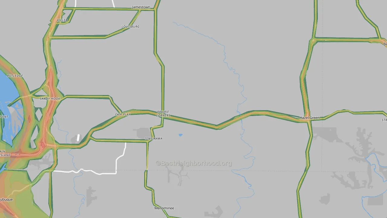 Hazel Green, WI Map of Noise Levels in Hazel Green
