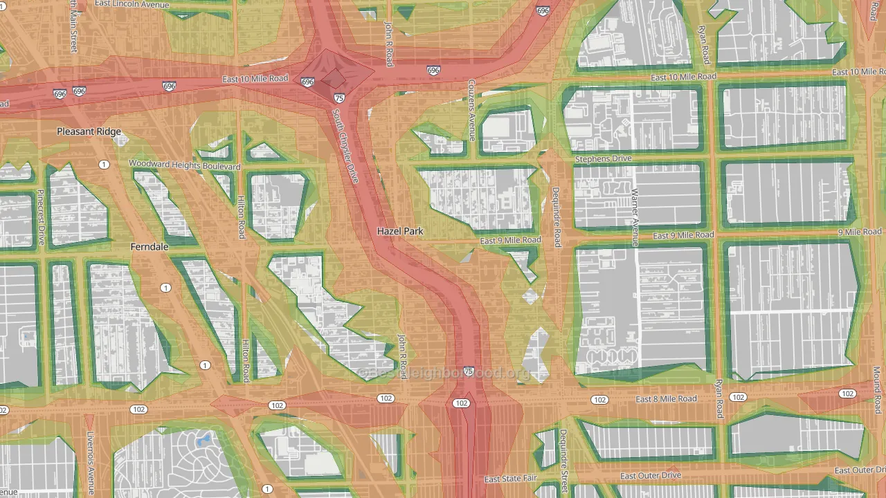Hazel Park, MI Map of Noise Levels in Hazel Park