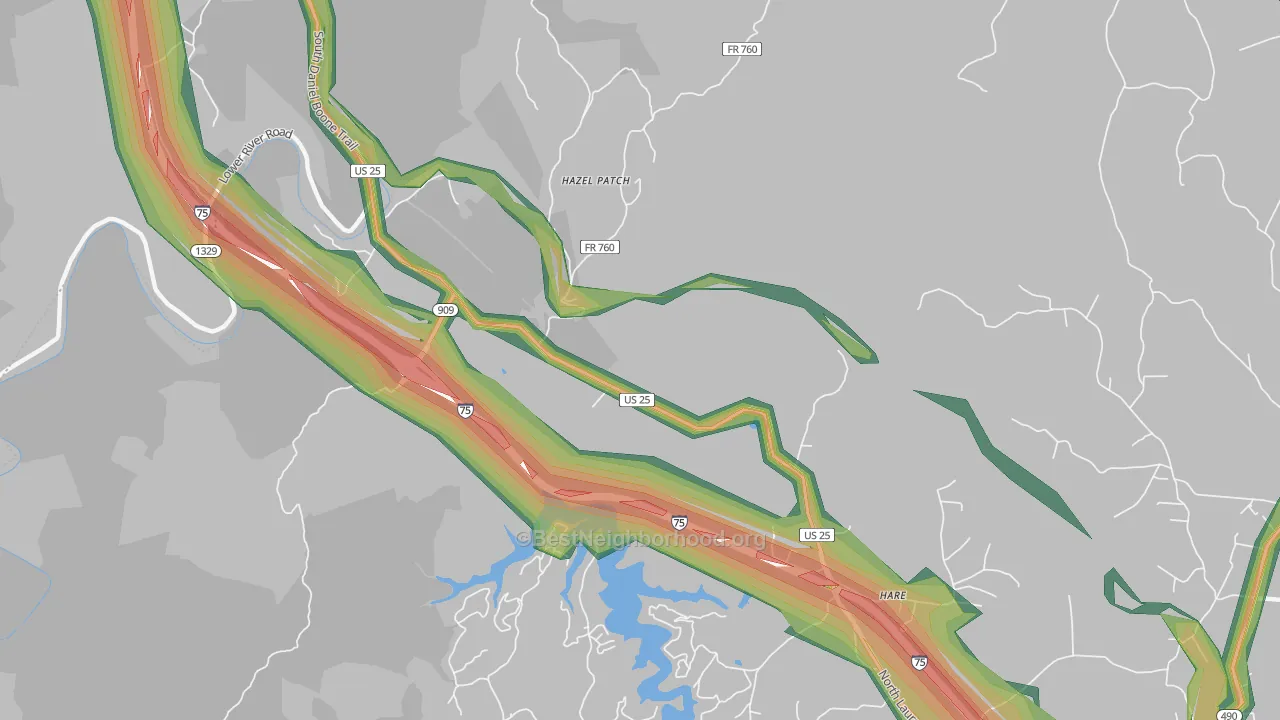 Hazel Patch, KY Map of Noise Levels in Hazel Patch