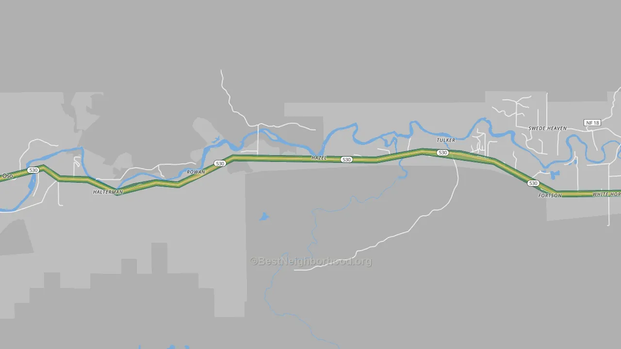 Hazel, WA Map of Noise Levels in Hazel