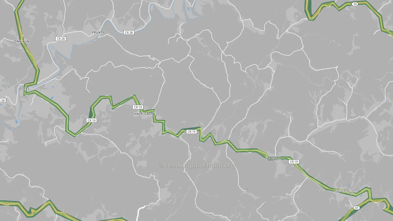Hazelgreen, WV Map of Noise Levels in Hazelgreen