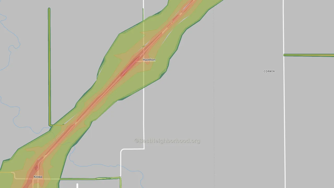 Hazelton, KS Map of Noise Levels in Hazelton