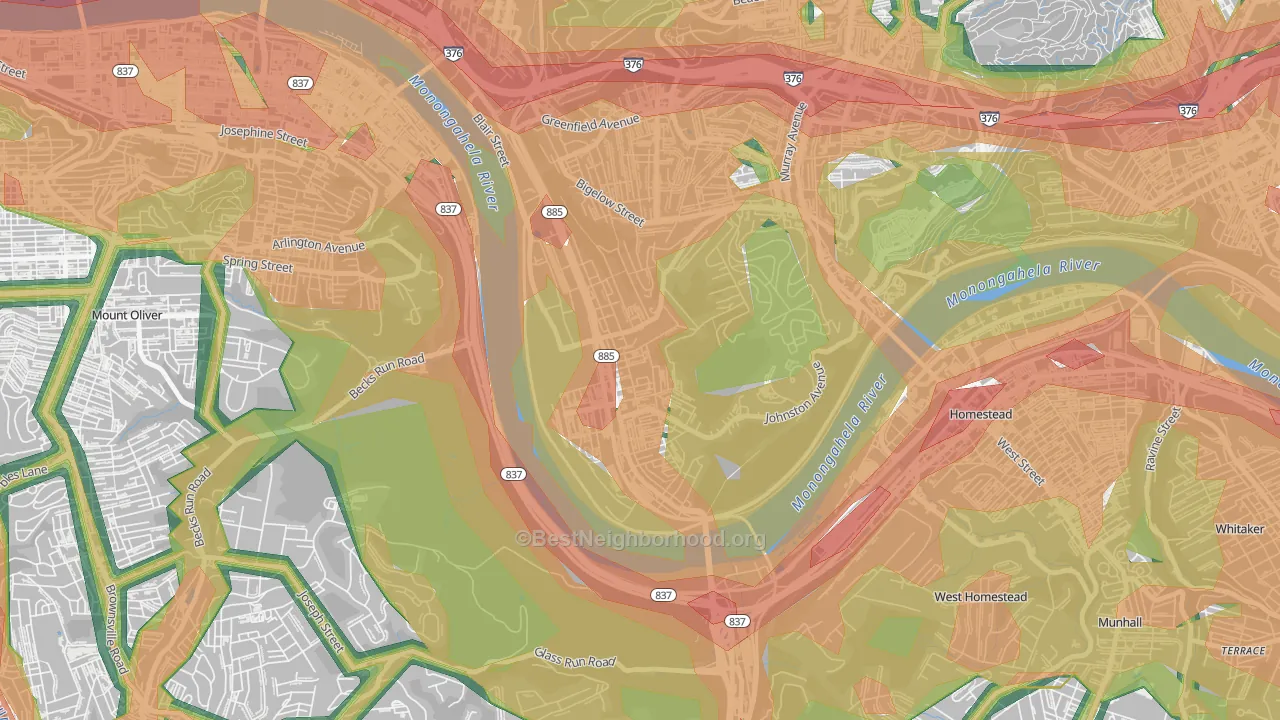 Hazelwood, Pittsburgh, PA Map of Noise Levels in Hazelwood