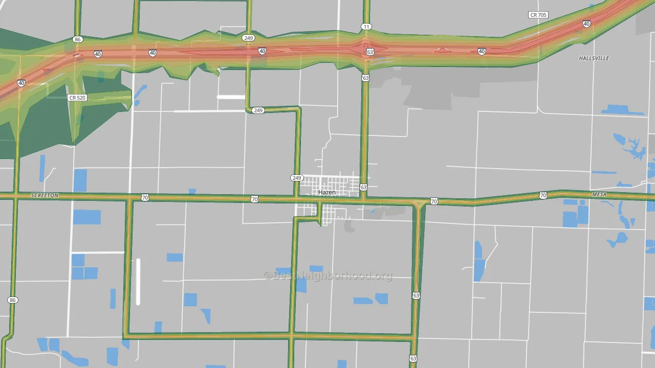 Hazen, AR Map of Noise Levels in Hazen