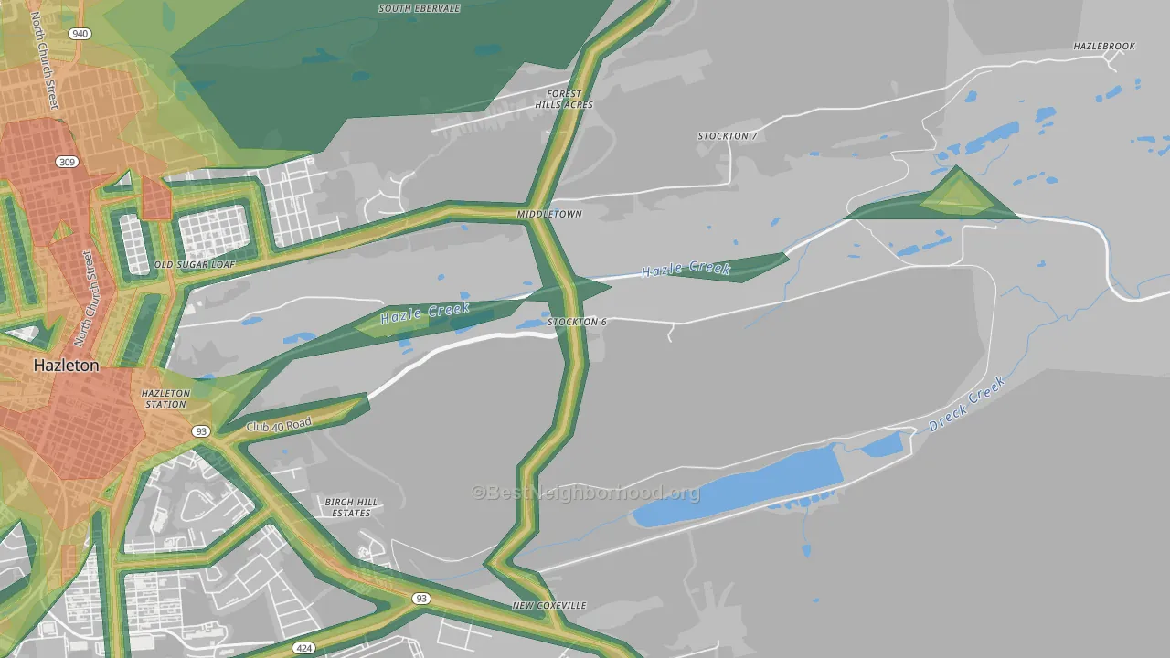 Hazle Township, PA Map of Noise Levels in Hazle Township
