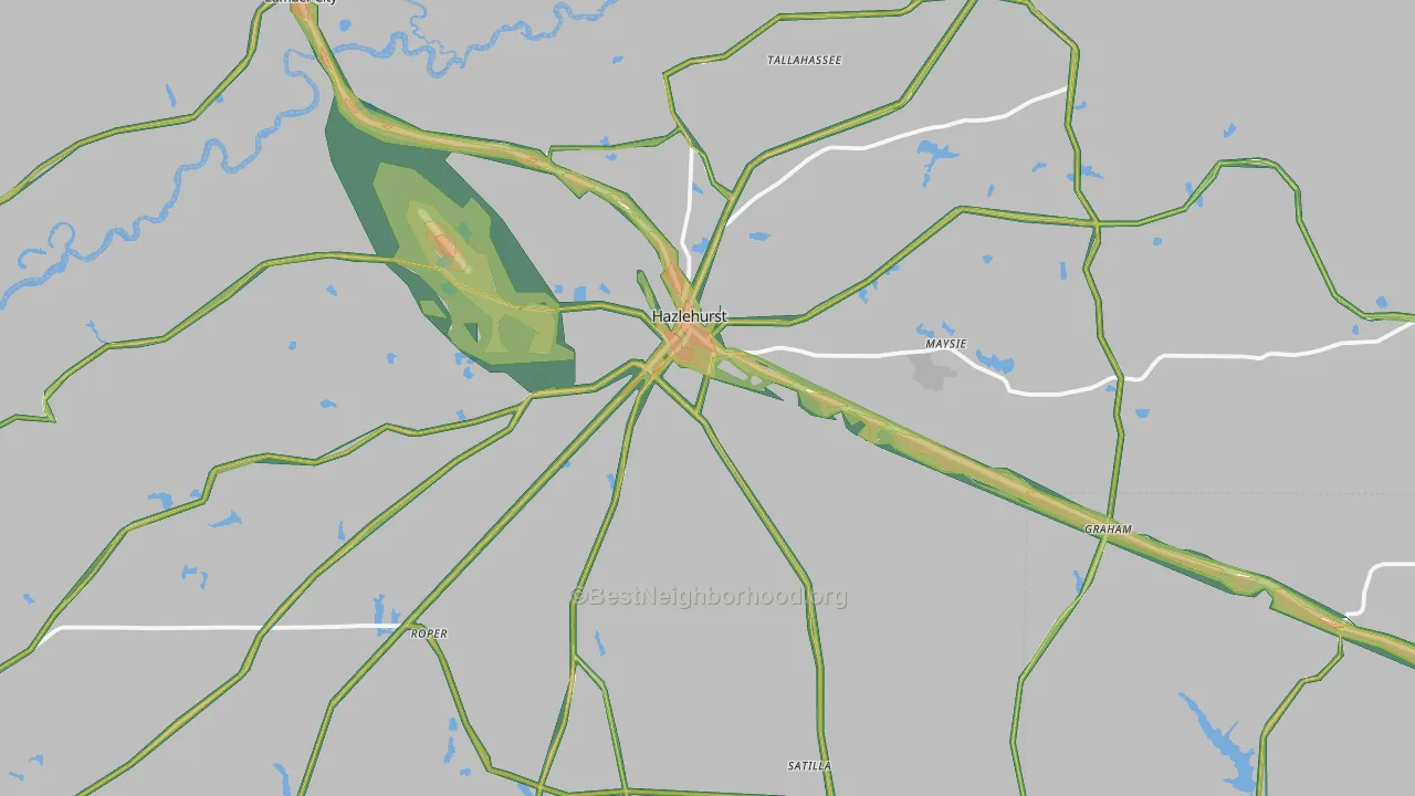 Hazlehurst, GA Map of Noise Levels in Hazlehurst
