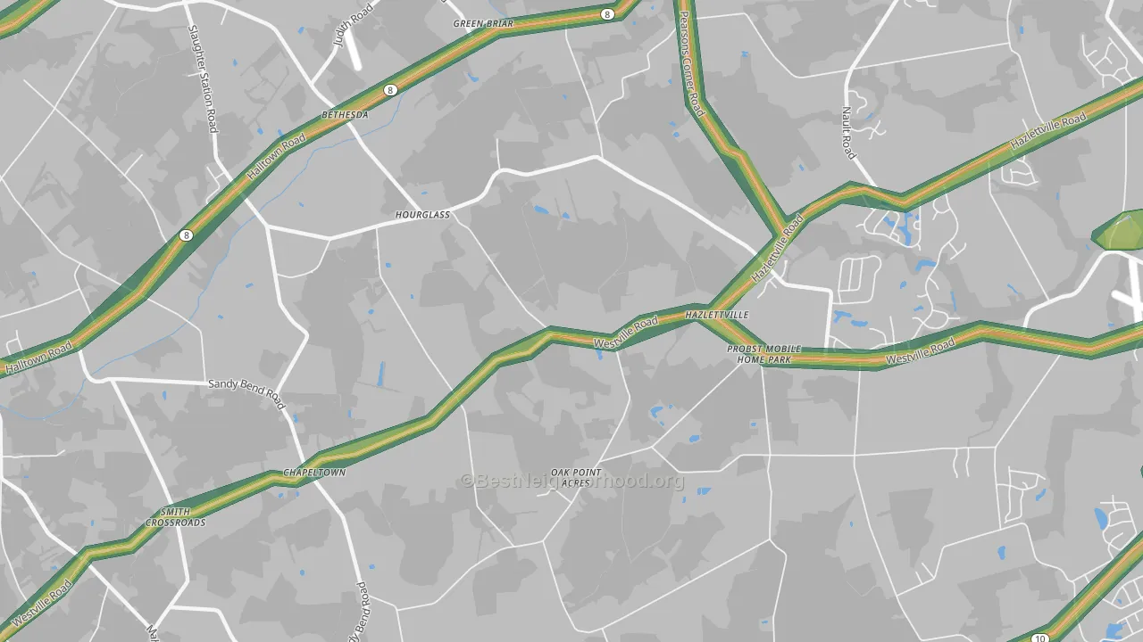 Hazlettville, DE Map of Noise Levels in Hazlettville