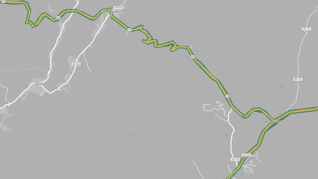 Head Waters, VA Map of Noise Levels in Head Waters