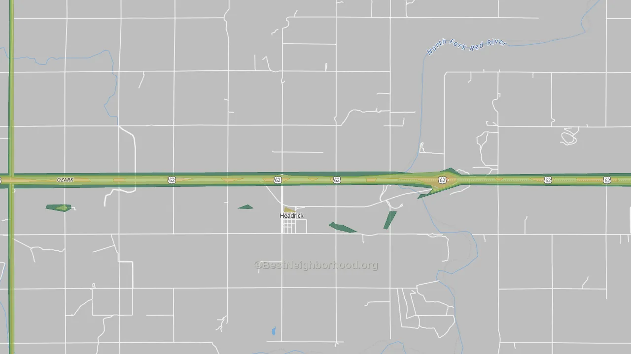 Headrick, OK Map of Noise Levels in Headrick