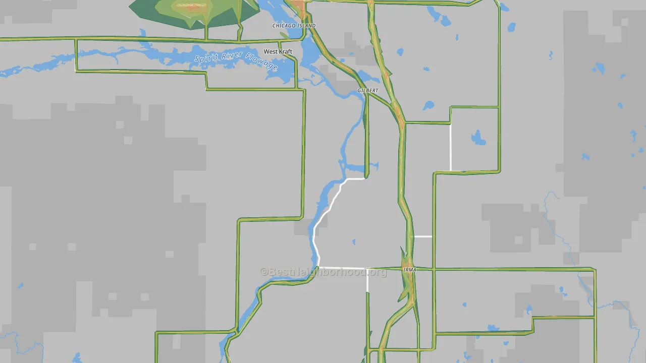 Heafford Junction, WI Map of Noise Levels in Heafford Junction