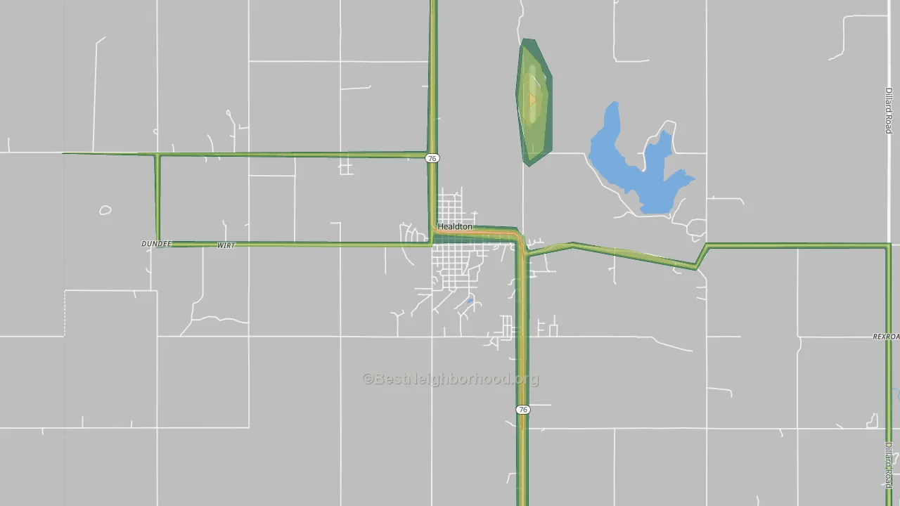 Healdton, OK Map of Noise Levels in Healdton