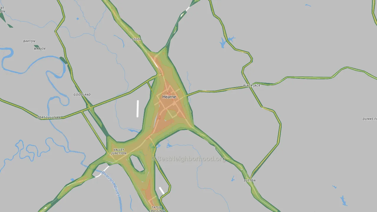 Hearne, TX Map of Noise Levels in Hearne