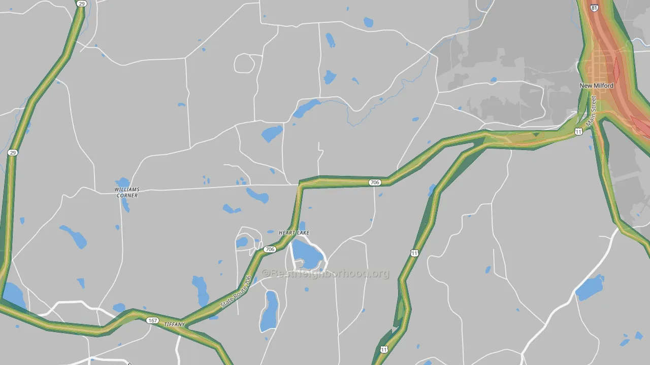 Heart Lake, PA Map of Noise Levels in Heart Lake