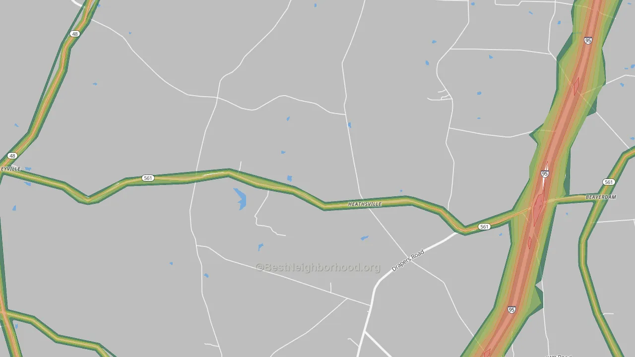 Heathsville, NC Map of Noise Levels in Heathsville