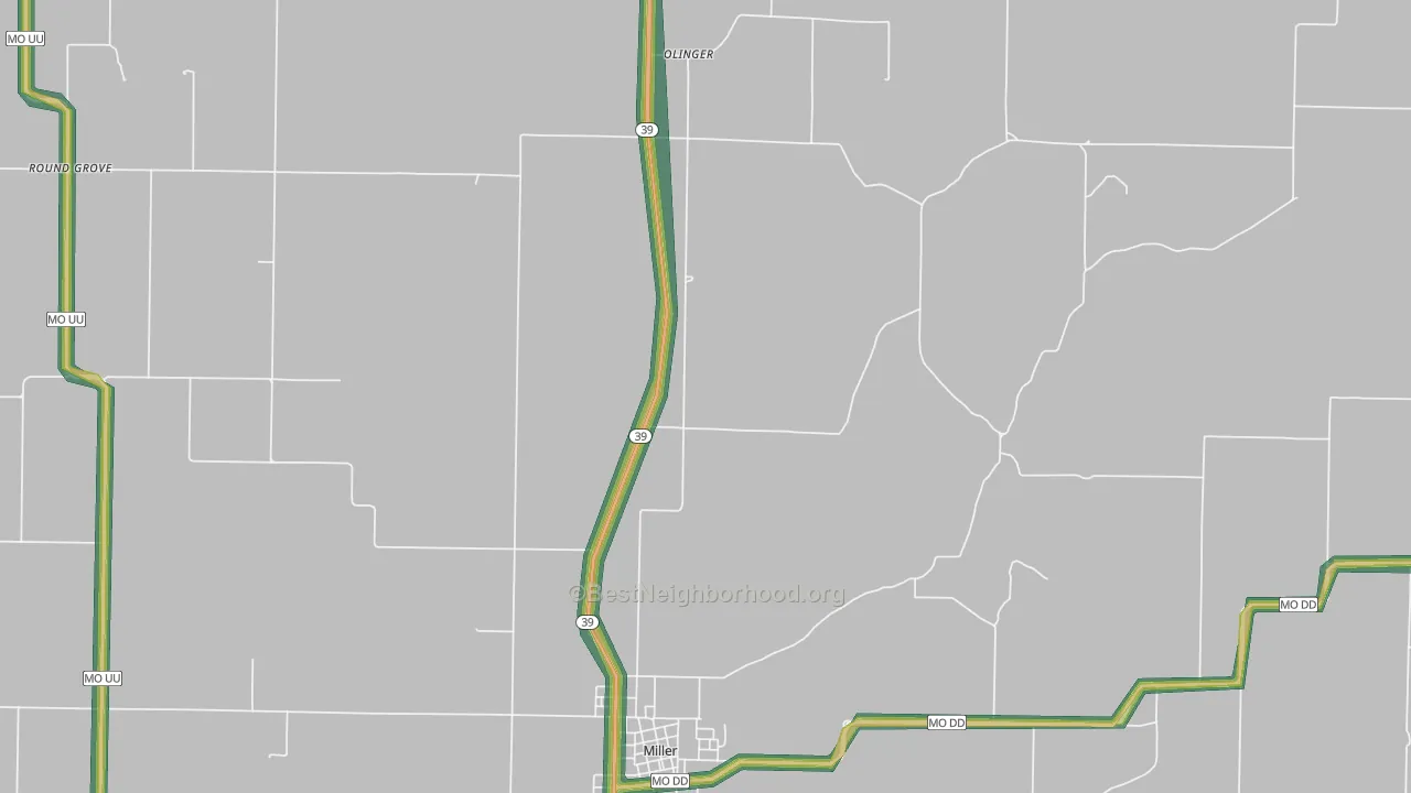 Heatonville, MO Map of Noise Levels in Heatonville