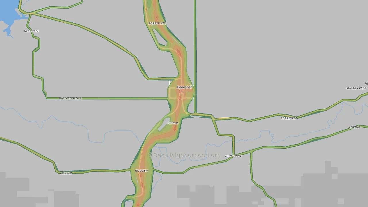 Heavener, OK Map of Noise Levels in Heavener